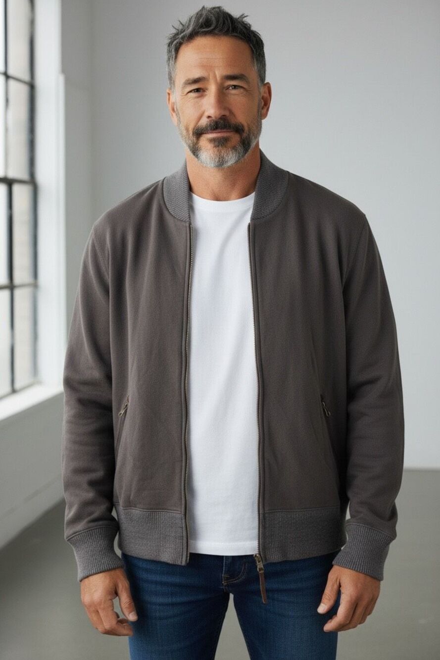 BILLY REID Slub French Terry Zip Track Grey Sz Medium Jacket